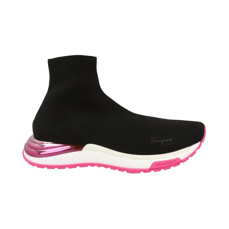 Ferragamo Ninette High-Top Sock Sneakers White (030177-749898-1C)