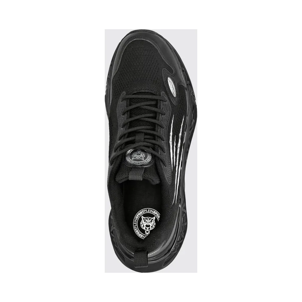 Plein Sport Lace-Up Low-Top in Technical Mesh with Rear Logo Black (FABSUSC0338STE003N02)