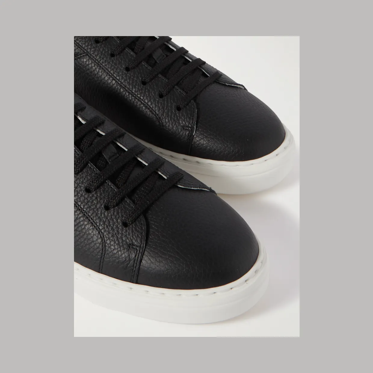 Brunello Cucinelli Suede-Trimmed Full-Grain Leather Sneakers Black (MZUASBJ264) (5)