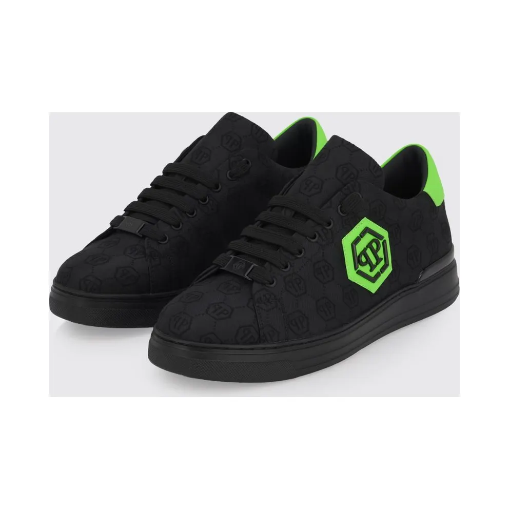 Philipp plein Fabric Sneakers with Hexagon Jacquard Black (PAFSMSC4093PTE021N0227)