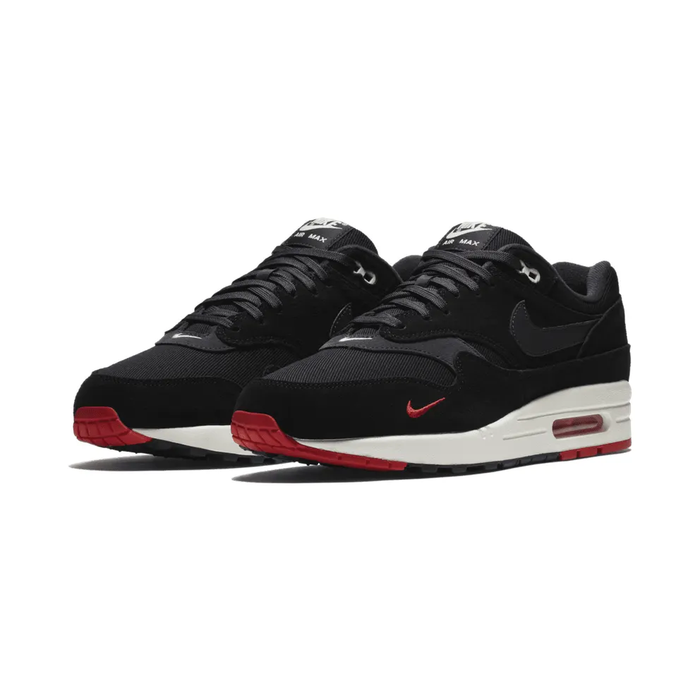 Nike Air Max 1 Mini Swoosh Bred Black/Oil Grey-University Red (875844-007)