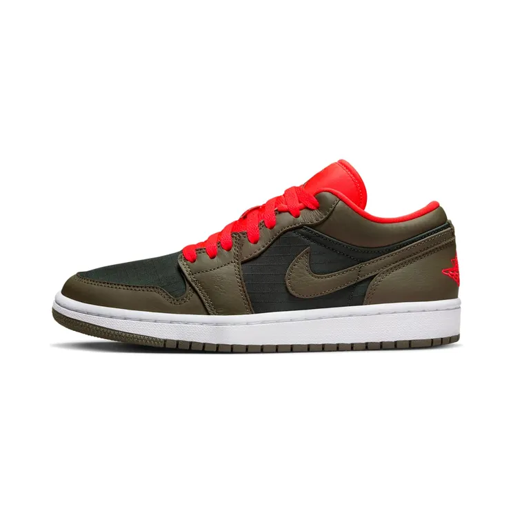 AIR Jordan 1 LO SE Black “Newsprint / Bright Crimson / White / Olive Grey” (DQ6076-002)