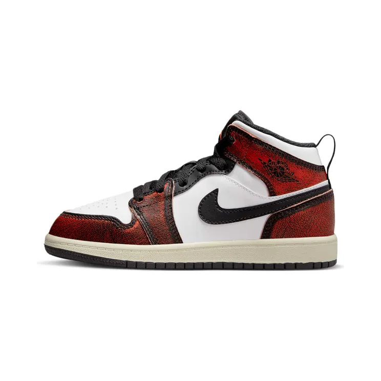 Air Jordan 1 Mid SE GS Wear-Away “Black / White / Sail / Infrared 23” (FB0567-006)