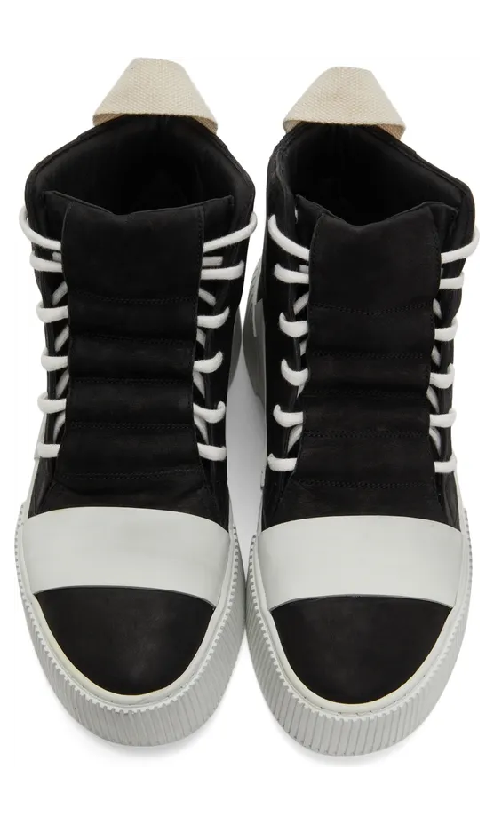 Boris Bidjan Saberi Black & Off-White Suede Bamba 1.1 High Top Sneakers (289-SS2200B1000000SM-0013) (5)