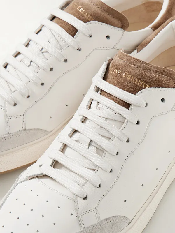 Officine Creative The Answer 001 Distressed Suede-Trimmed Leather White (OCUANSW001-CVCOM00000LC128)