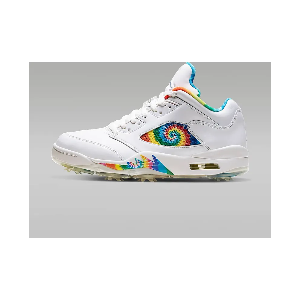 Jordan 5 Retro Low Golf Tie Dye Summit White/Deep Royal-Indigo Fog-Lemon Venom (CW4205-100)