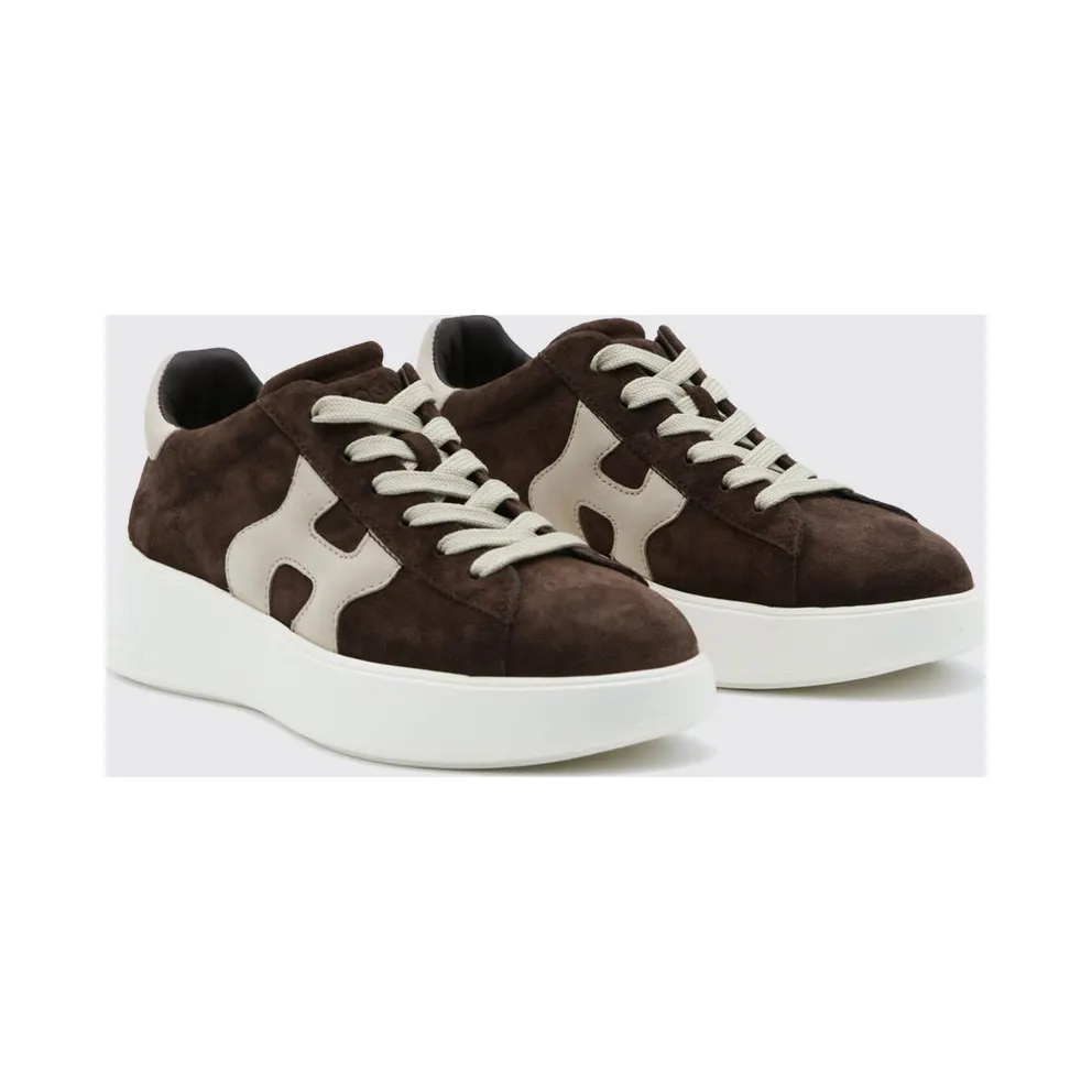 Hogan Rebel Leather and Suede Sneakers with Chunky Sole Earth (HXW5620DN61FM60UUM)