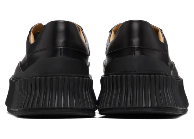 Jil Sander Black Leather Platform Sneakers (JI32535A_12280) (4)