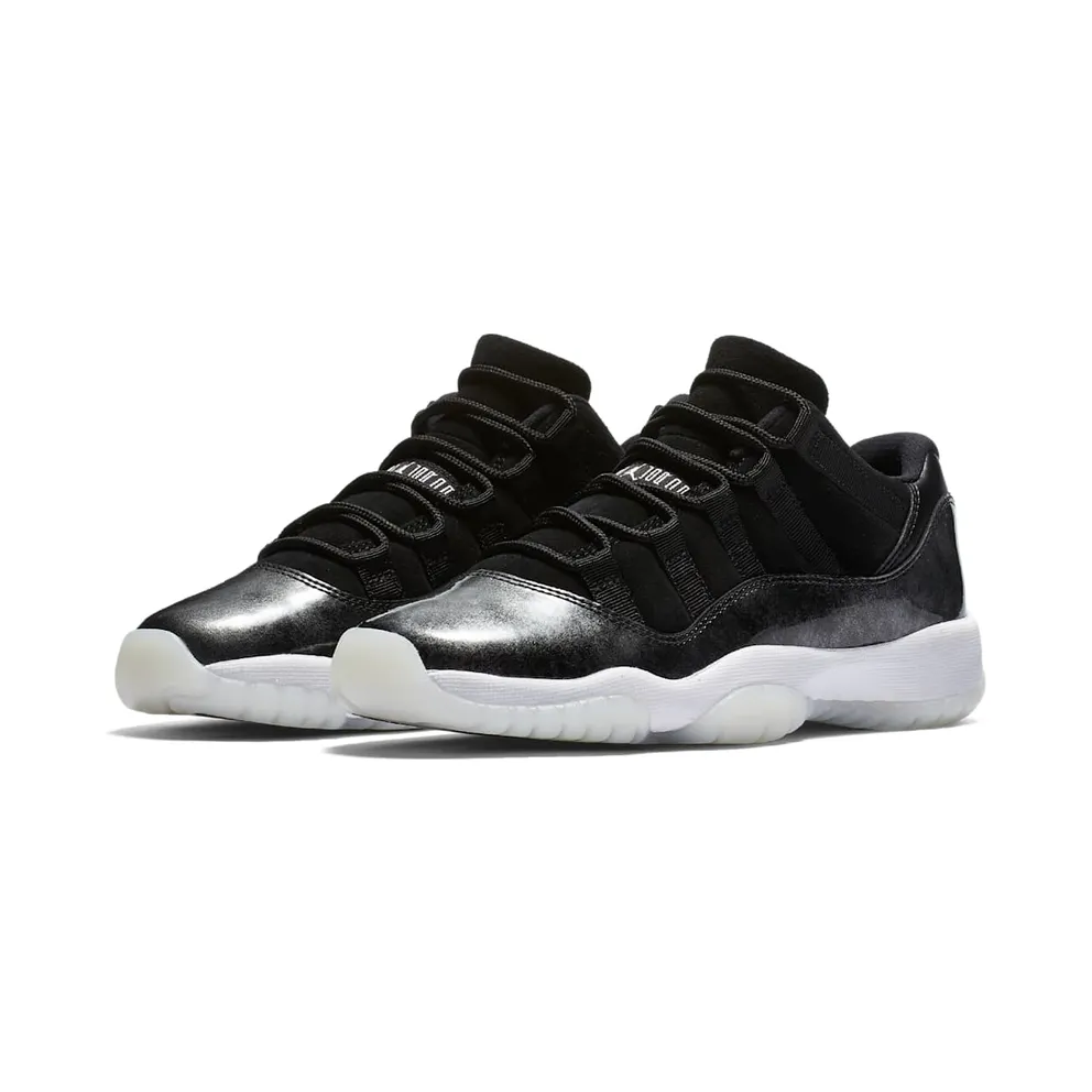 Jordan 11 Retro Low Barons (GS) Black/Metallic Silver-White (528896-010)