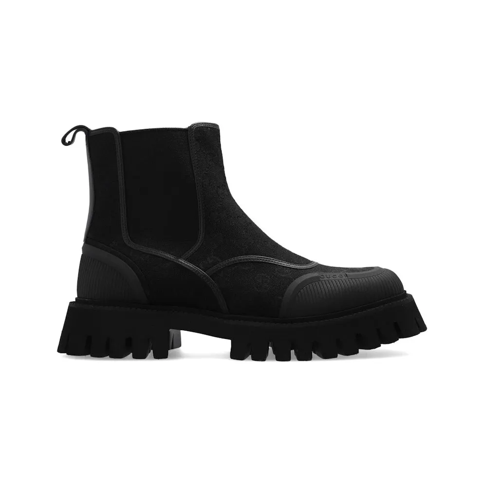 Gucci GG Jacquard Canvas Ankle Boots Triple Black (739777 FAB5I 1000)