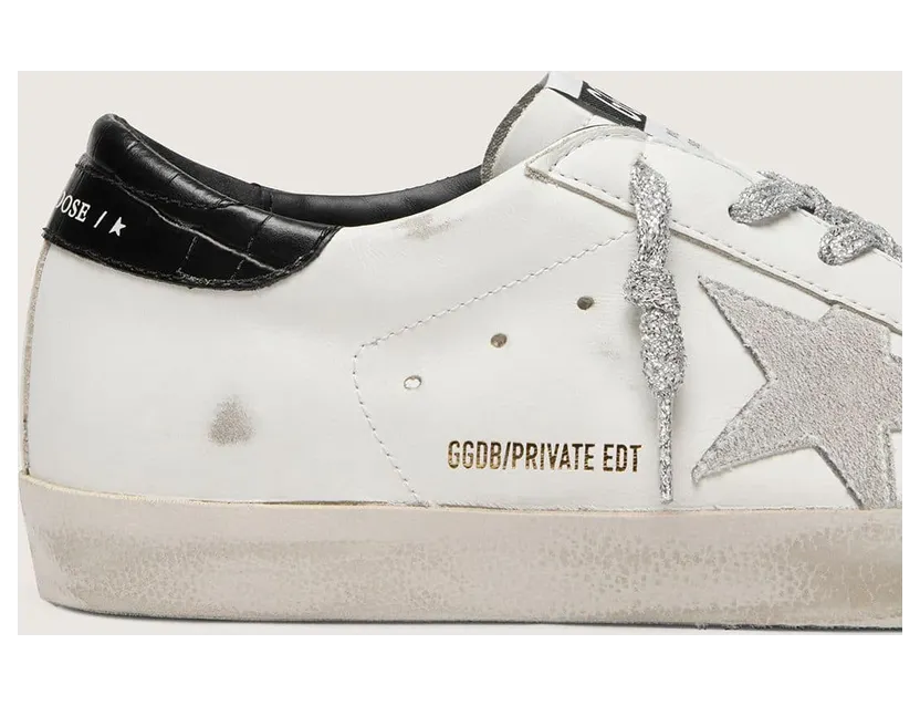 Golden Goose Super-Star With White Suede Star And Black Croc-Print Leather Heel Tab (GWF00101.F002365.10283) (4)
