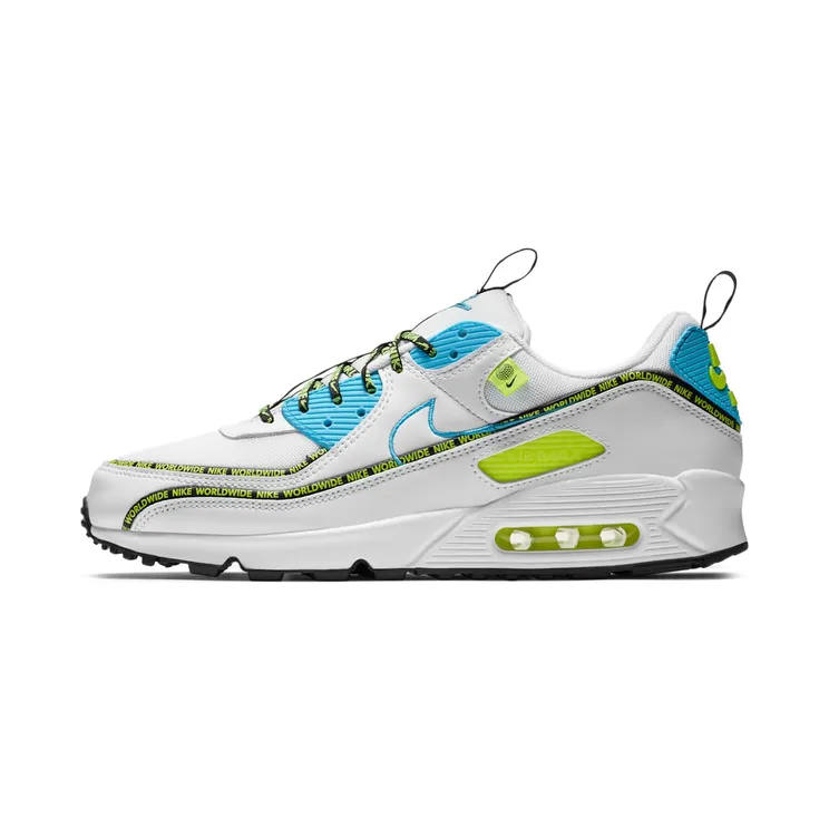 Nike Air Max 90 SE ‘Worldwide Pack – Blue Fury Volt’ “White / Black / Volt / Blue Fury” (CZ6419-100)