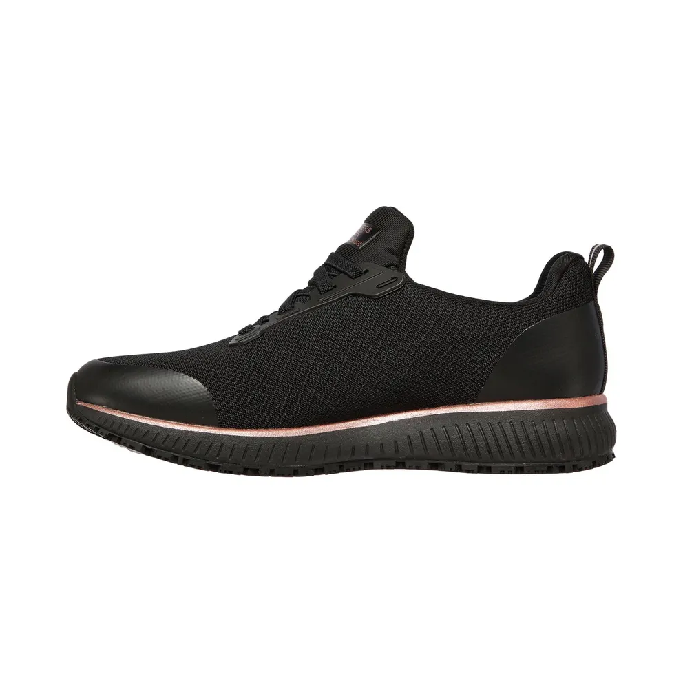 Skechers Work Slip-Resistant: Squad Sneaker Black/Roos Gold