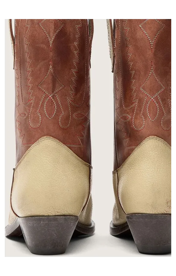 Golden Goose Women’S Wish Star Low Boots In Beige And Brown Leather With Embroidery (GWF01050.F008201.15684) (5)