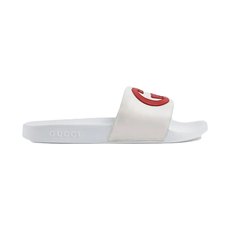 Gucci Slide Interlocking G Leather White (W) (645770 0R0F0 9083)