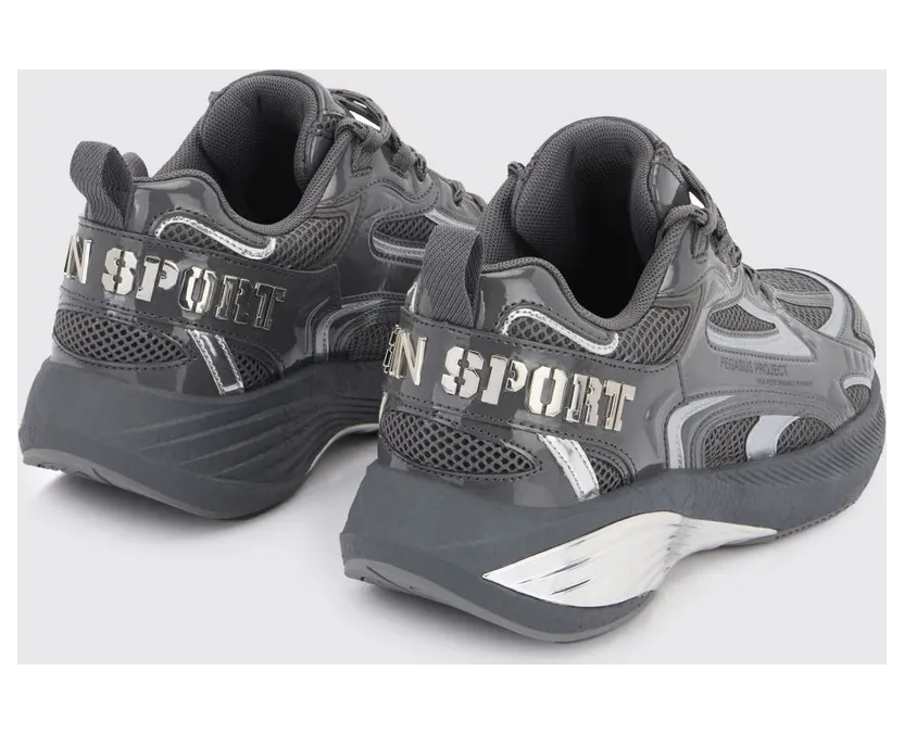 Plein Sport Pegasus Project Mesh And Patent Leather Sneakers Grey (FAESUSC0848STE003N72) (2)