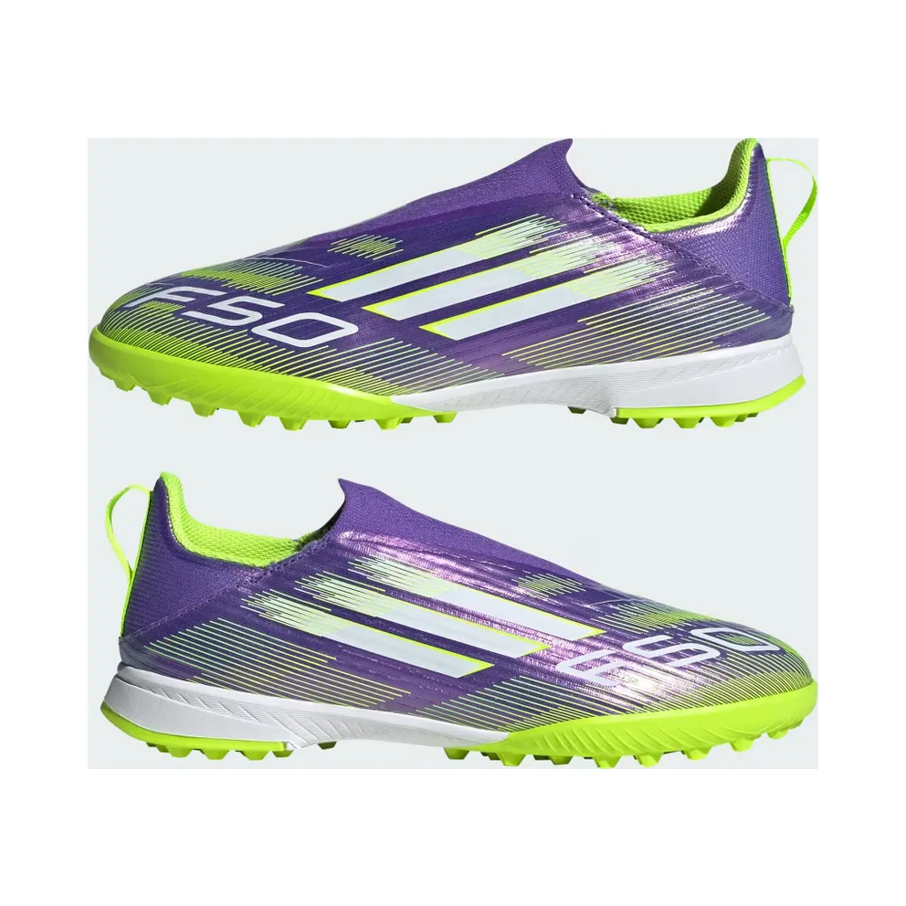 adidas F50 League Laceless TF Purple Rush Cloud White Lucid Lemon (JI0010)