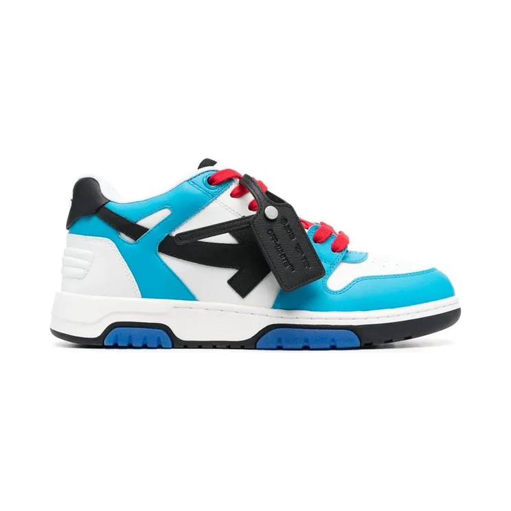 OFF-WHITE Out Of Office OOO Low Tops White Arctic Blue Red (OMIA189S23LEA0014510)