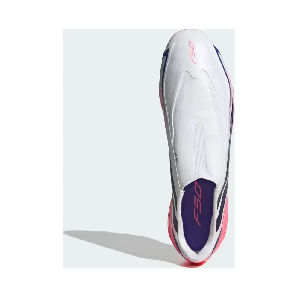 adidas F50 Hyperfast League Laceless Artificial Ground Football Boots “Cloud White / Solar Purple / Solar Turbo” (LA1552)