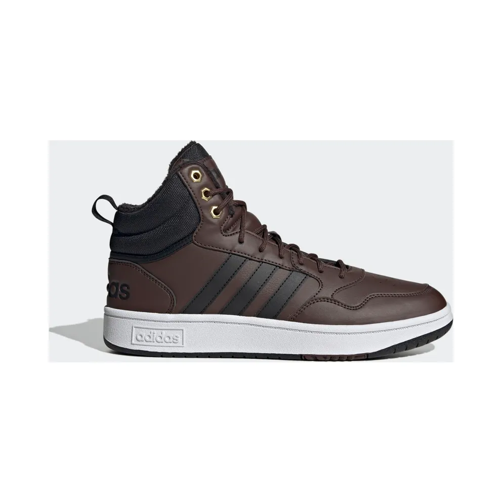 adidas Hoops 3.0 Mid Lifestyle Basketball Classic Winter Shoes Brown / Core Black / Gold Metallic (GZ6680)