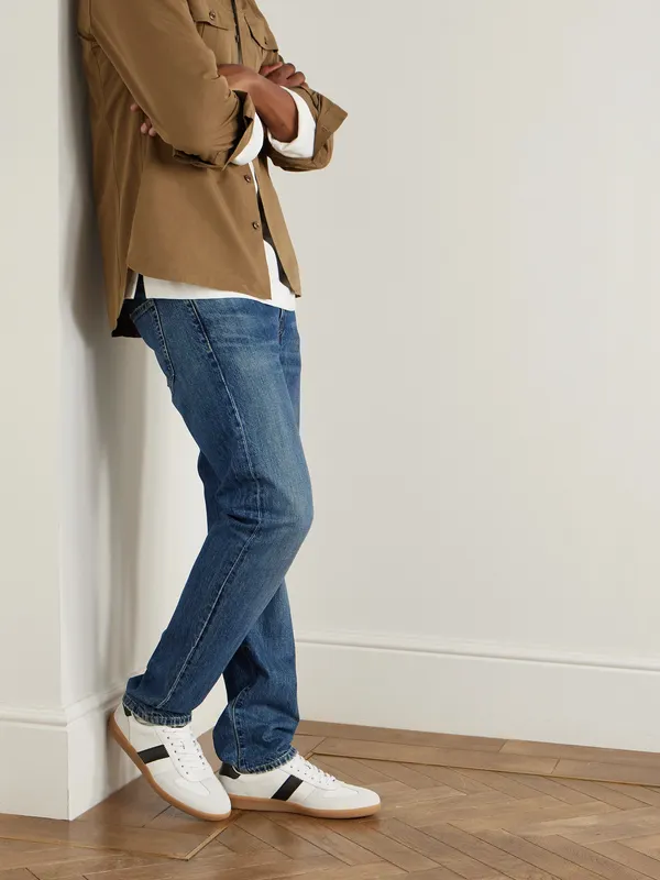 Tom Ford Archer Suede-Trimmed Leather Sneakers White (J1558-LCL457N) (2)