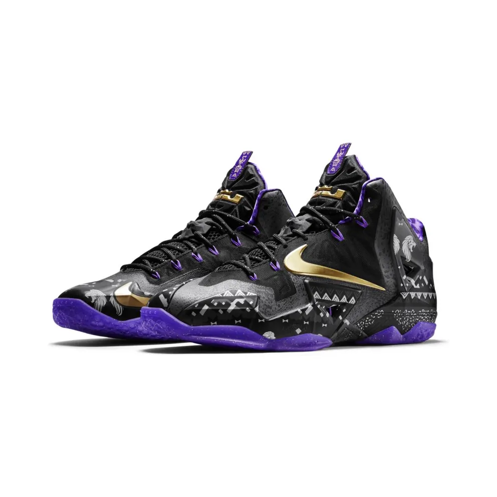 Nike LeBron 11 Black History Month Anthracite/Metallic Gold-Purple Venom (646702-001)