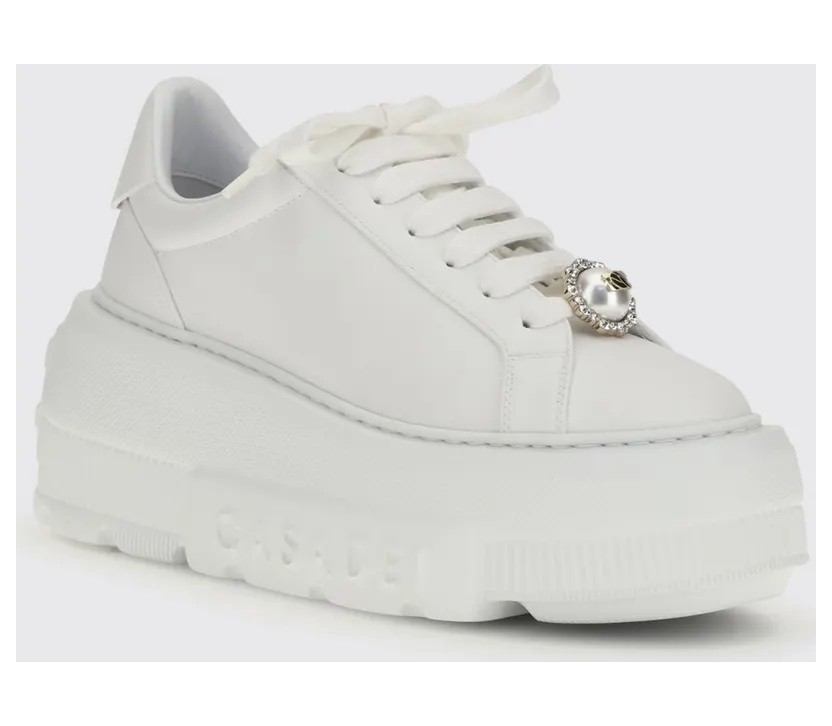 Casadei Nexus Leather Wedge Sneakers White (2X102B0701C29799999)