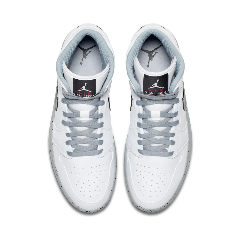 Jordan 1 Mid White Cement White/Black-Wolf Grey (554724-115)