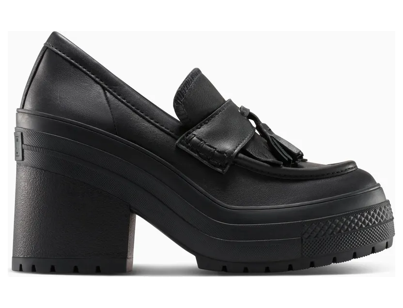 Converse Chuck 70 De Luxe Heel Loafer Platform Leather Black/Black/Black (A14714C)