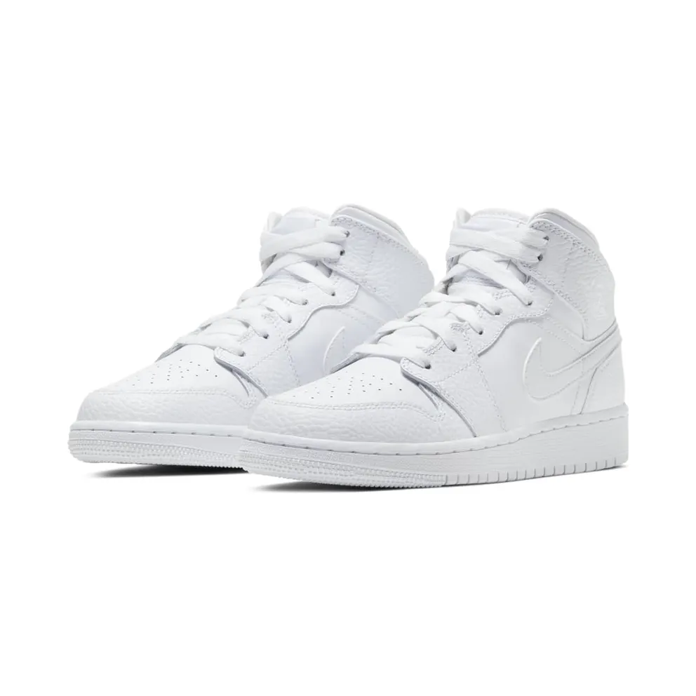 Nike Jordan 1 Mid Triple White (GS) White/White/White (554725-130)