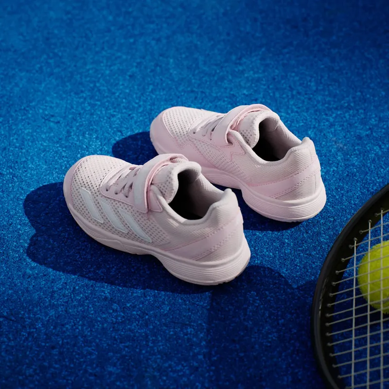 Adidas Courtflash Tennis Shoes with Velcro Kids Distilled Pink / Cloud White / Distilled Pink (KK3870)