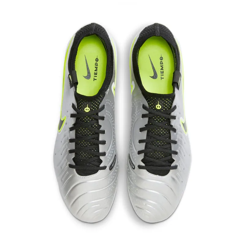 Nike Tiempo Legend 10 Elite FG “Metallic Silver / Volt” (DV4328-001)