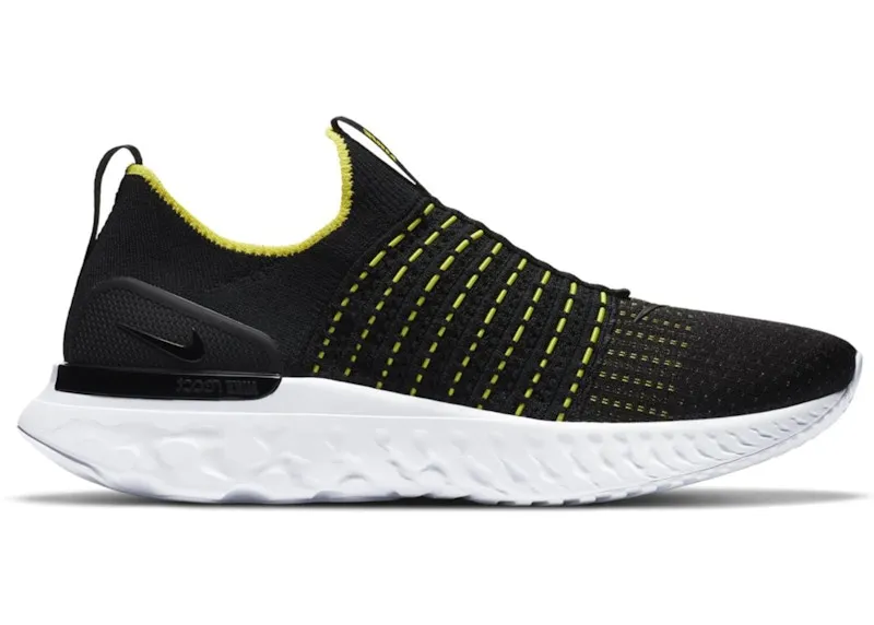 Nike React Phantom Run Flyknit 2 Black Sonic Yellow (CJ0277-004)