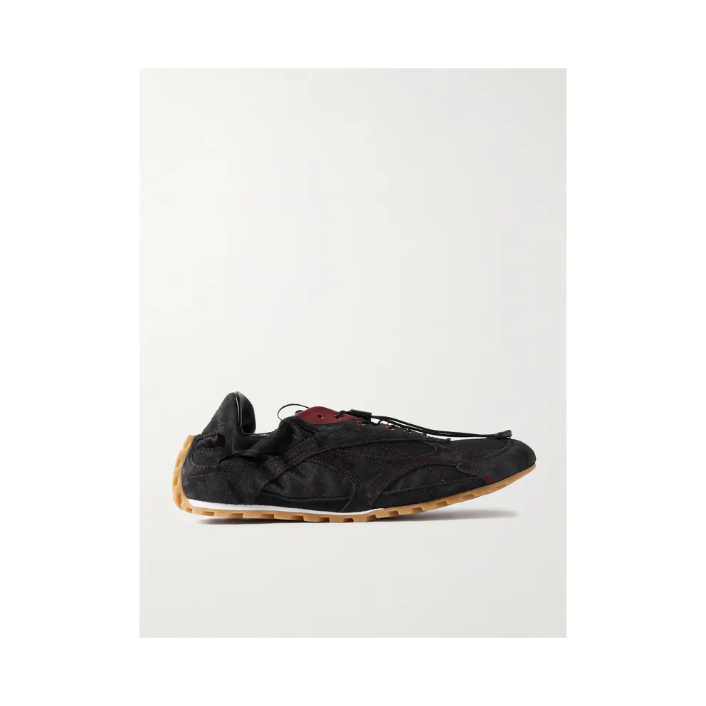 Bottega Veneta Orbit Flash Ripstop-Trimmed Suede Sneakers Black (855200V65D1)