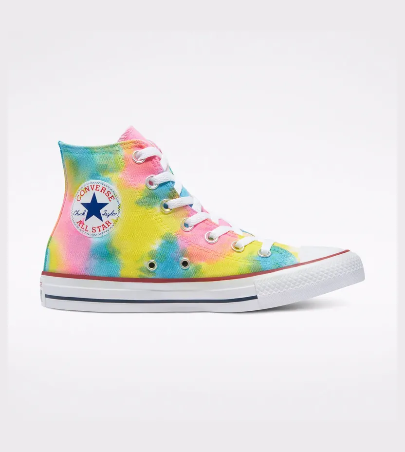 Converse Tie Dye Chuck Taylor All Star High Top Pink/yellow/blue Hand Paint (171727C)