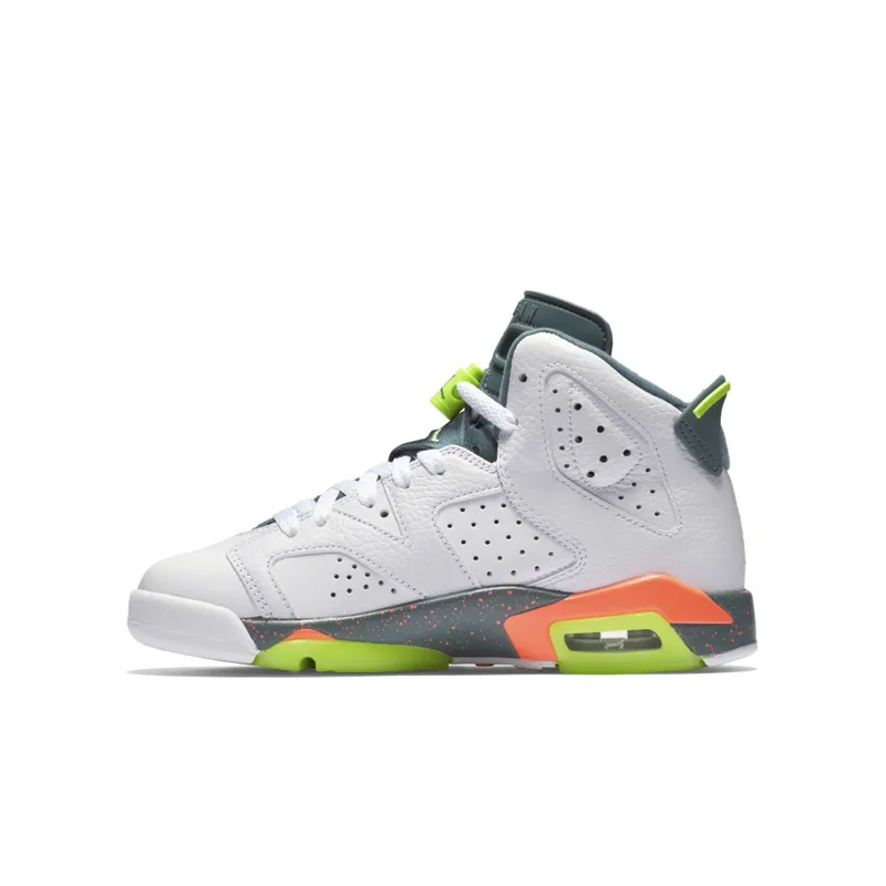 Jordan 6 Retro Bright Mango (GS) White/Ghost Green-Hasta-Bright Mango (384665-114)