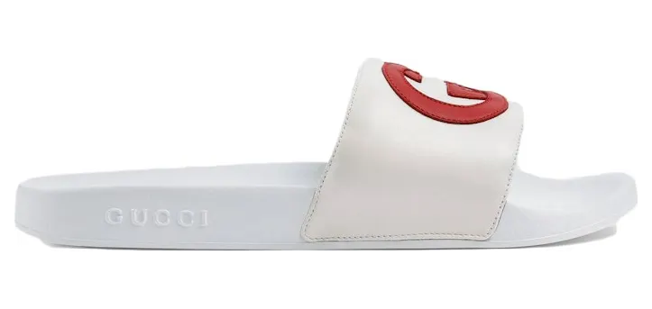 Gucci Slide Interlocking G Leather White (W) (645770 0R0F0 9083)