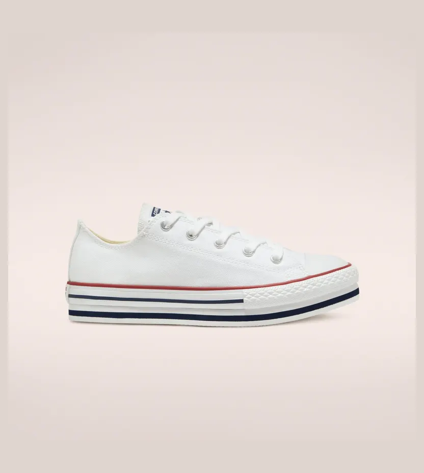 Converse Everyday Platform Chuck Taylor All Star Low Top voor kids White/midnight Navy/garnet (668028C)