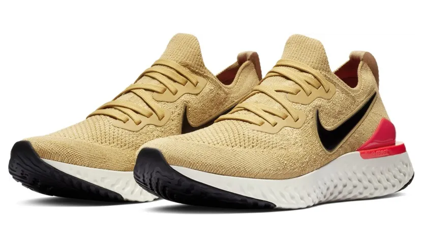 Nike Epic React Flyknit 2 Club Gold Black Red Orbit