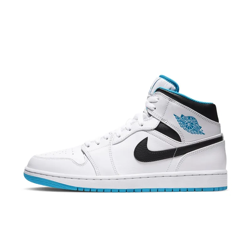 Jordan 1 Mid Laser Blue White/Laser Blue-Black (554724-141)