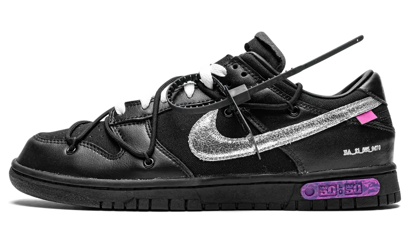 Nike x Off-White Dunk Low Lot 50 (2021) – “Black / Metallic Silver-black” (DM1602-001)