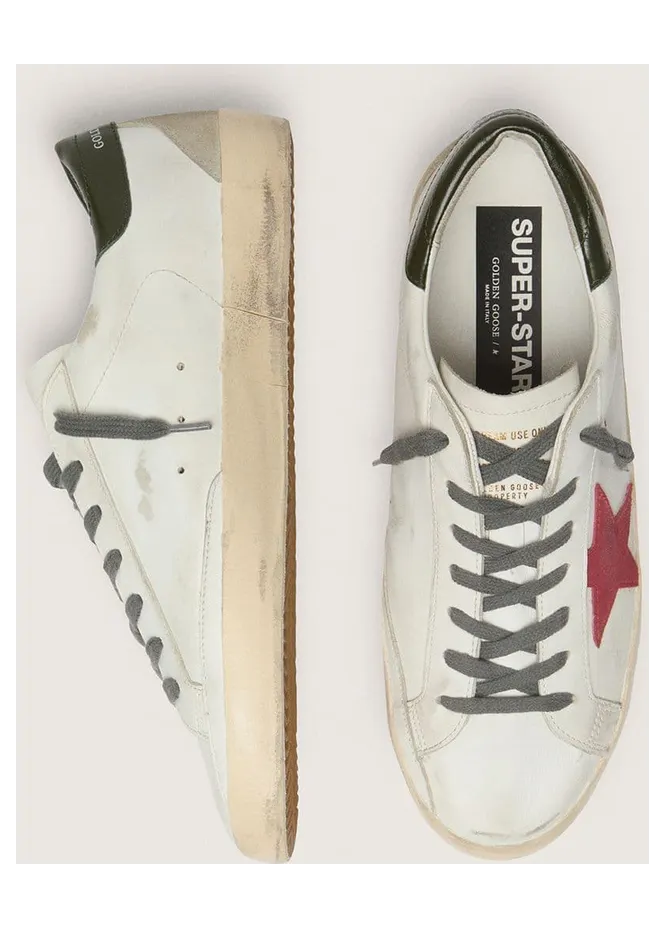 Golden Goose Super-Star With Red Suede Star And Green Leather Heel Tab (GMF00102.F003987.11357) (4)