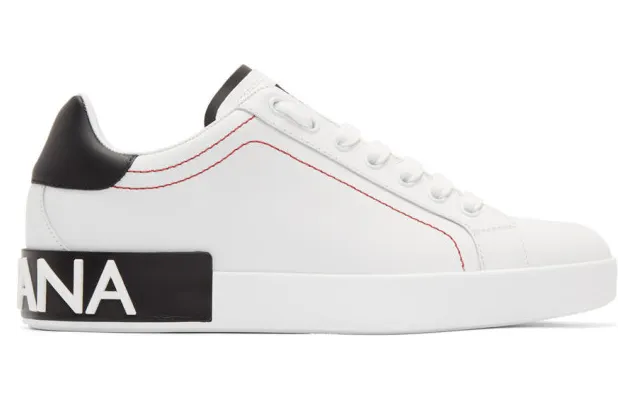 Dolce and Gabbana White and Black Portofino Sneakers (CS1760 AH526)