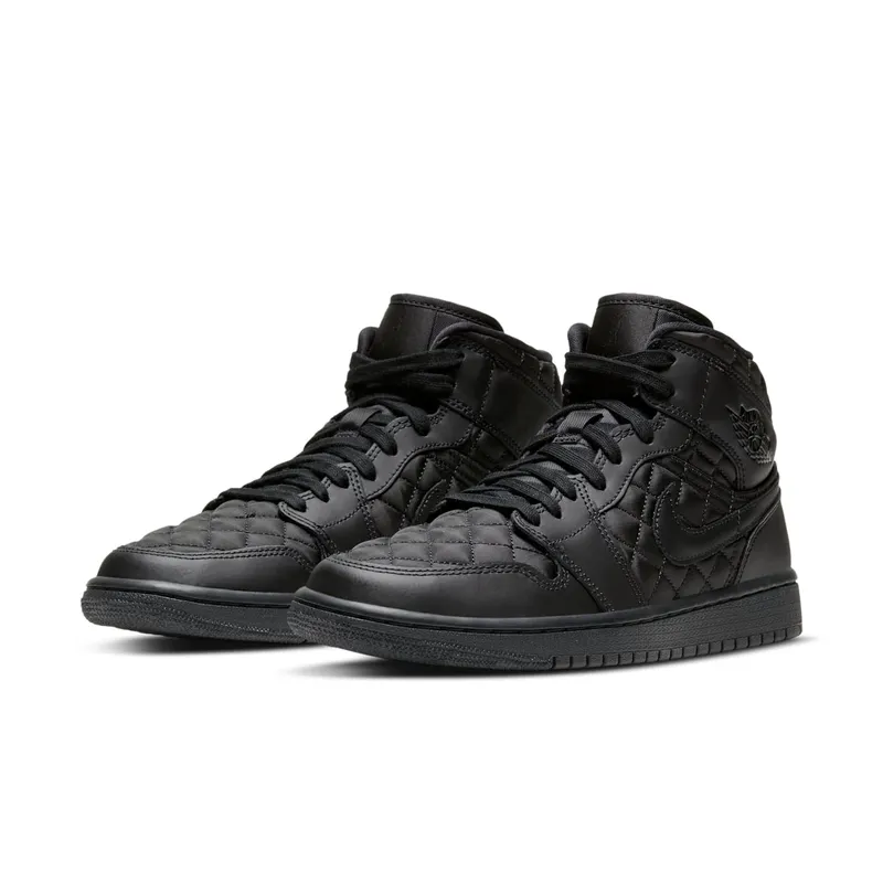 Air Jordan 1 Mid SE ‘Black Quilted’ Black/Black/White (DB6078-001)
