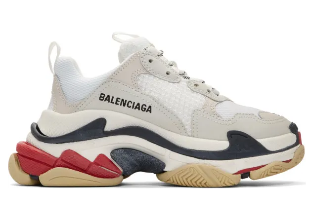 Balenciaga White and Grey Triple S Sneakers (524037-W09E1)
