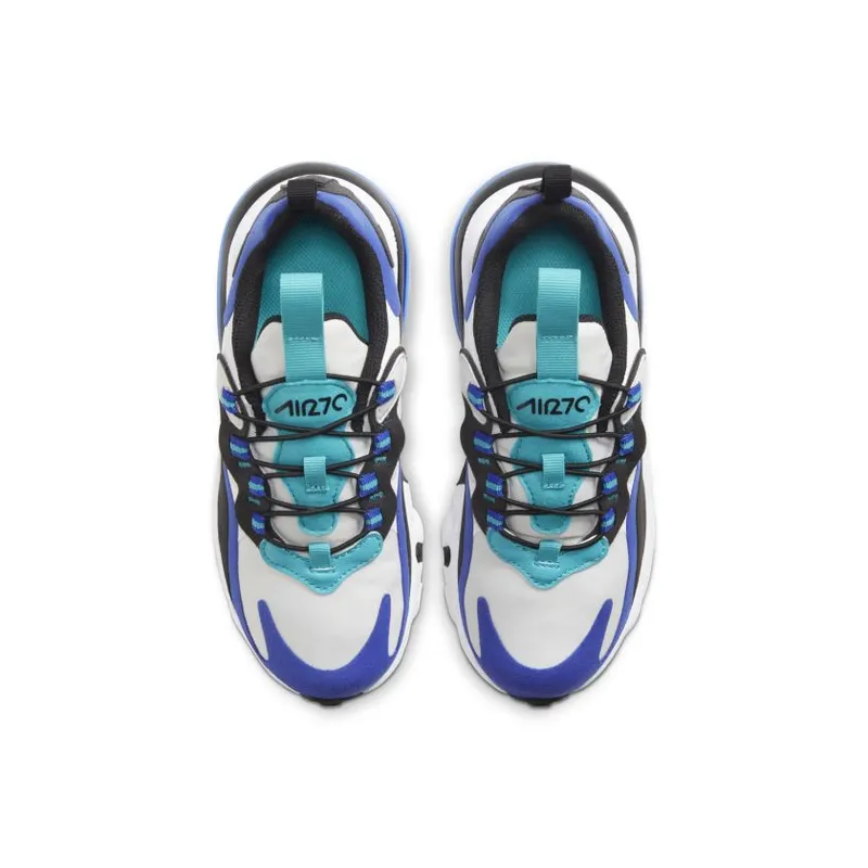 Nike Air Max 270 React White Hyper Blue Oracle Aqua (PS) White/Hyper Blue-Oracle Aqua-Black (BQ0102-105)