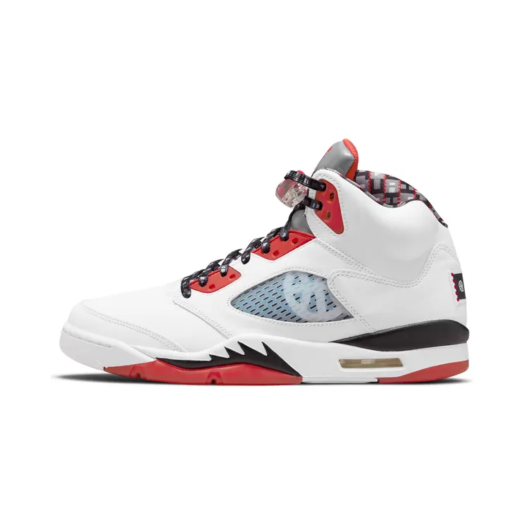 Air Jordan 5 Quai 54 White University Red Black (2021) “White / University Red / Black” (DJ7903-106)