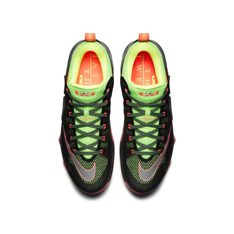 Nike LeBron 12 Low Remix Black/Metallic Silver-Green Strike-Volt-Hot Lava (724557-003)