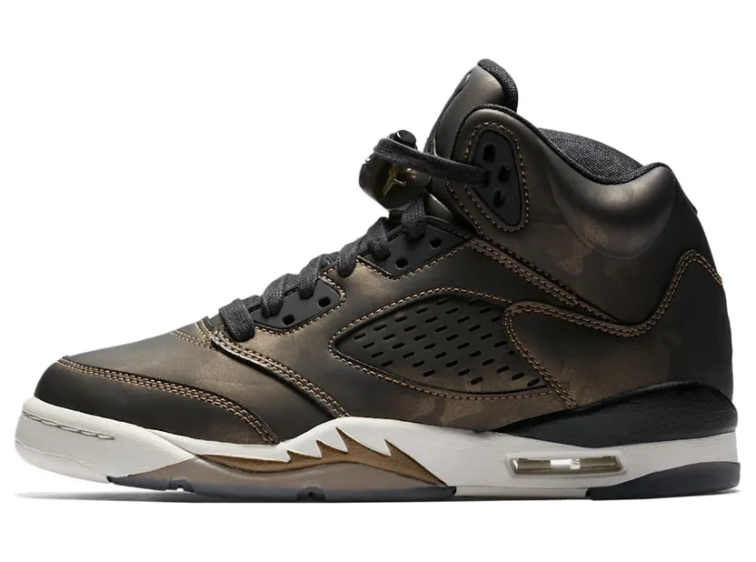 Jordan 5 Retro Heiress Camo (GS) “Black / Light Bone / Metallic Field” (919710-030)