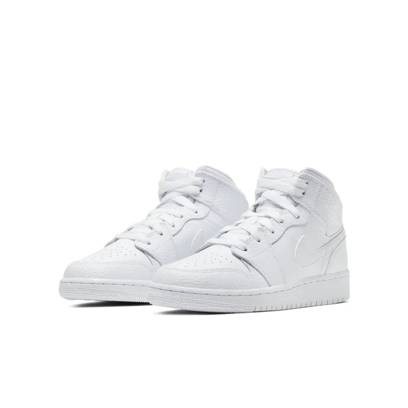 Nike Jordan 1 Mid Triple White (GS) White/White/White (554725-130)